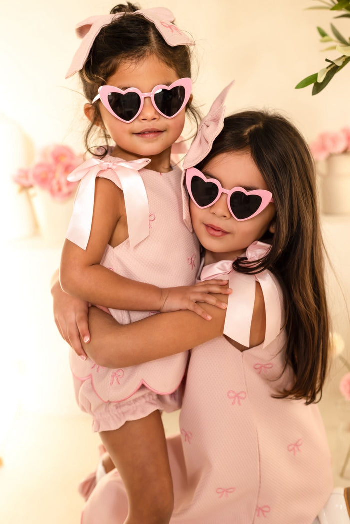 Girls Pink Bow Print Jam Pant Set