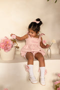 Girls Pink Bow Print Small Hairbow