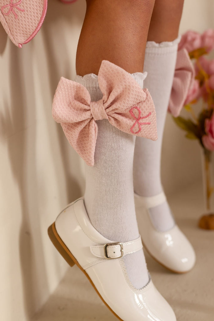 Girls Pink Bow Print Socks