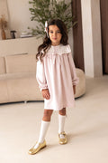 Girls Pink Cord Dress With Bow Detail