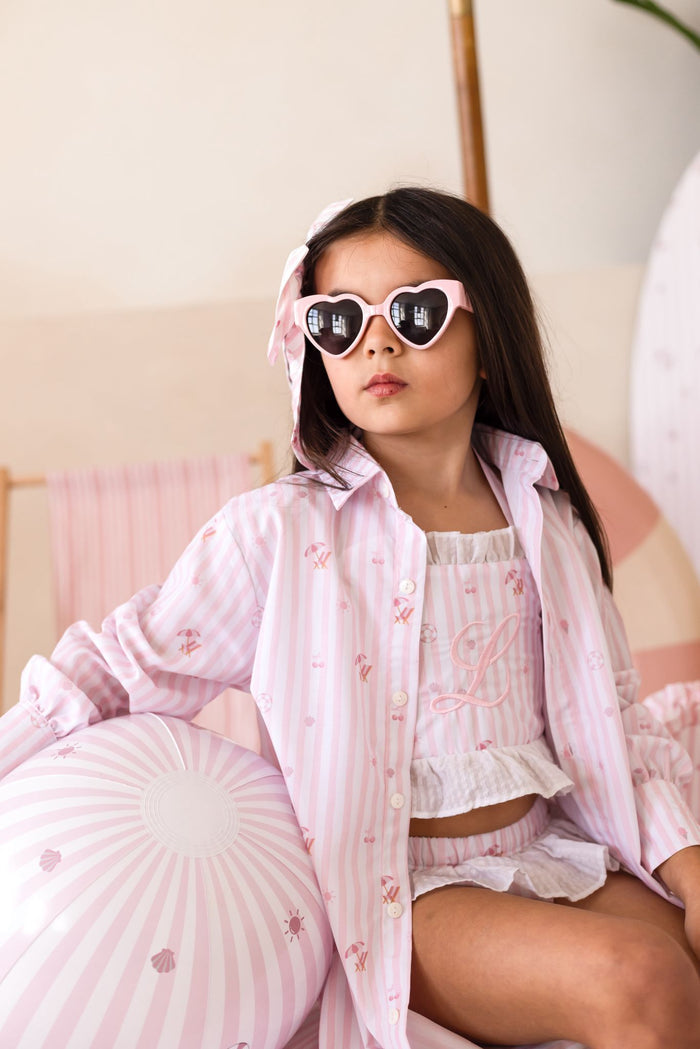 Girls Pink Personalised Beach Bebé Beach Shirt