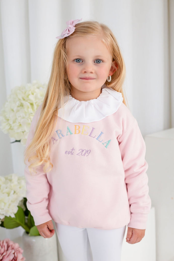 Girls Pink Personalised Est Sweater