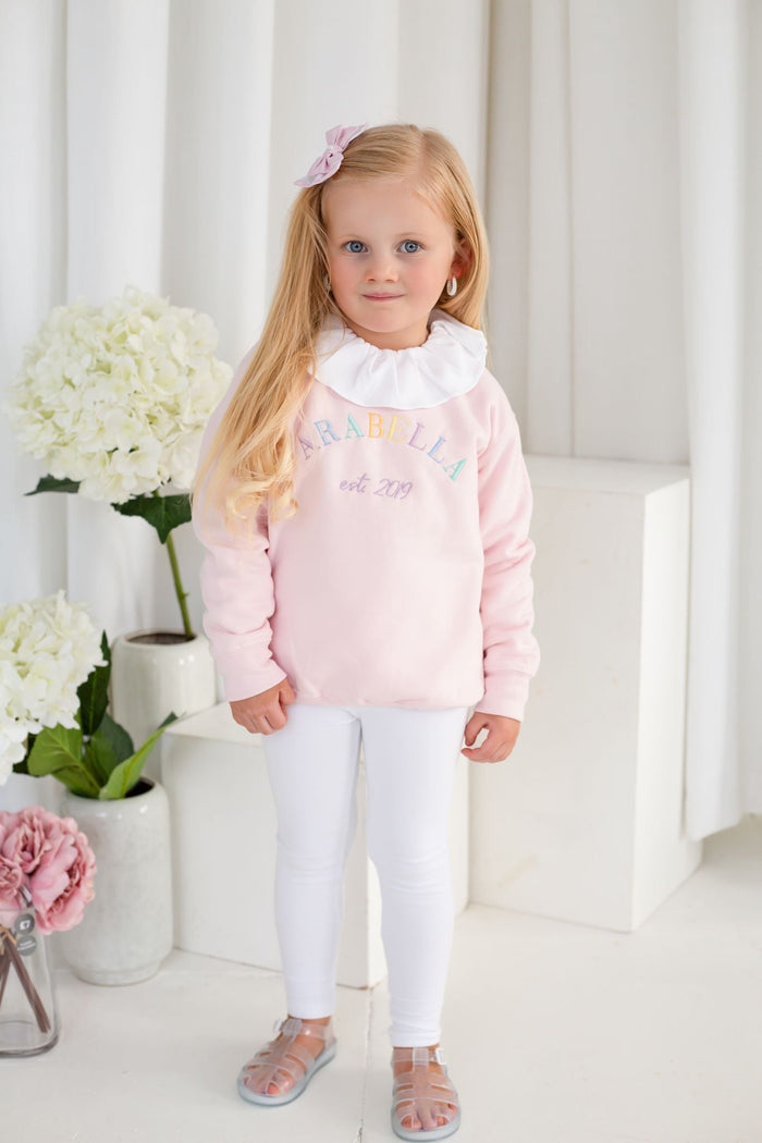 Girls Pink Personalised Est Sweater