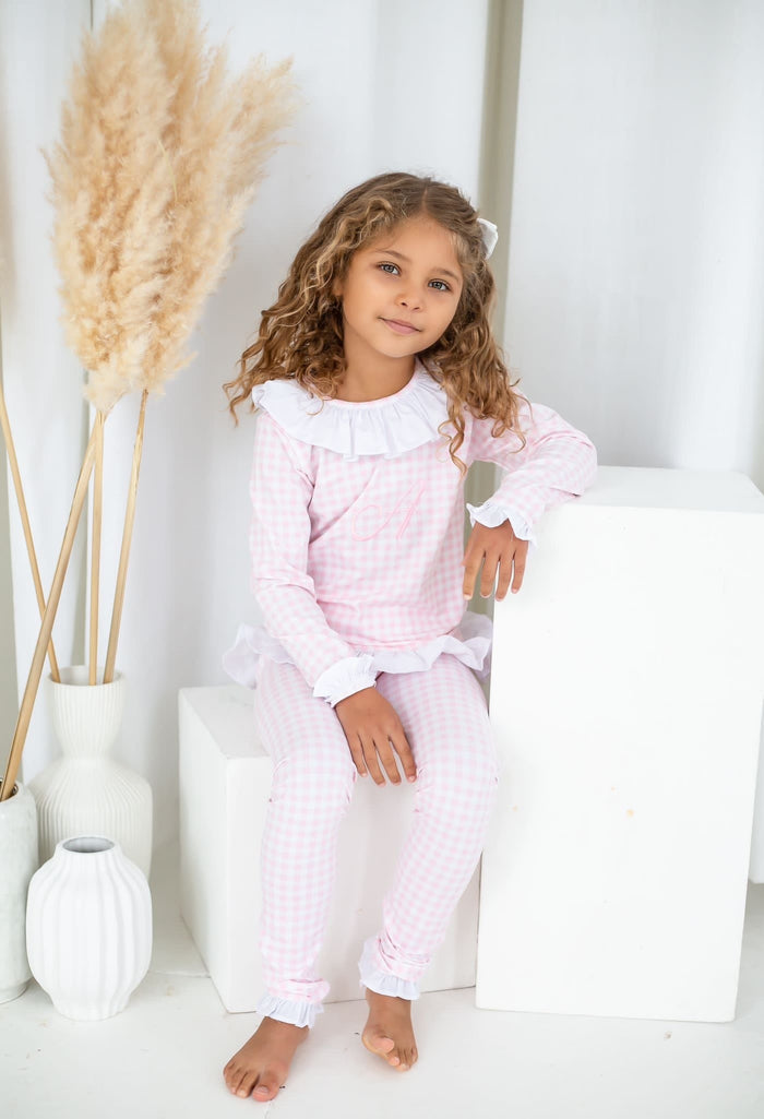 Girls Pink Personalised Gingham Dreams Set