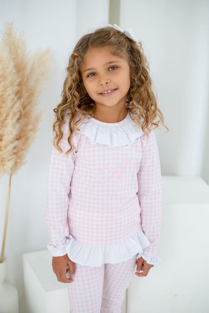 Girls Pink Personalised Gingham Dreams Set