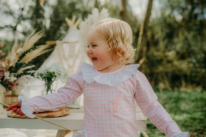 Girls Pink Personalised Gingham Dreams Set