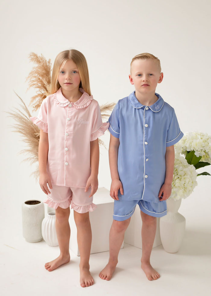 Girls Pink Personalised Pearl Pyjamas - Short Sleeve and Leg