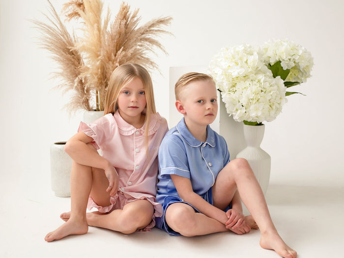Girls Pink Personalised Pearl Pyjamas - Short Sleeve and Leg
