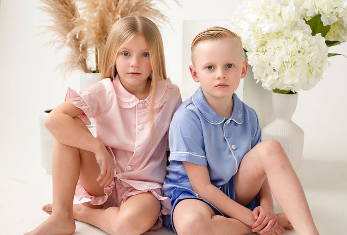 Girls Pink Personalised Pearl Pyjamas - Short Sleeve and Leg