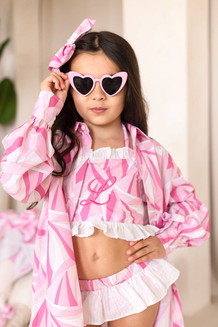 Girls Pink Personalised Riviera Muse Beach Shirt