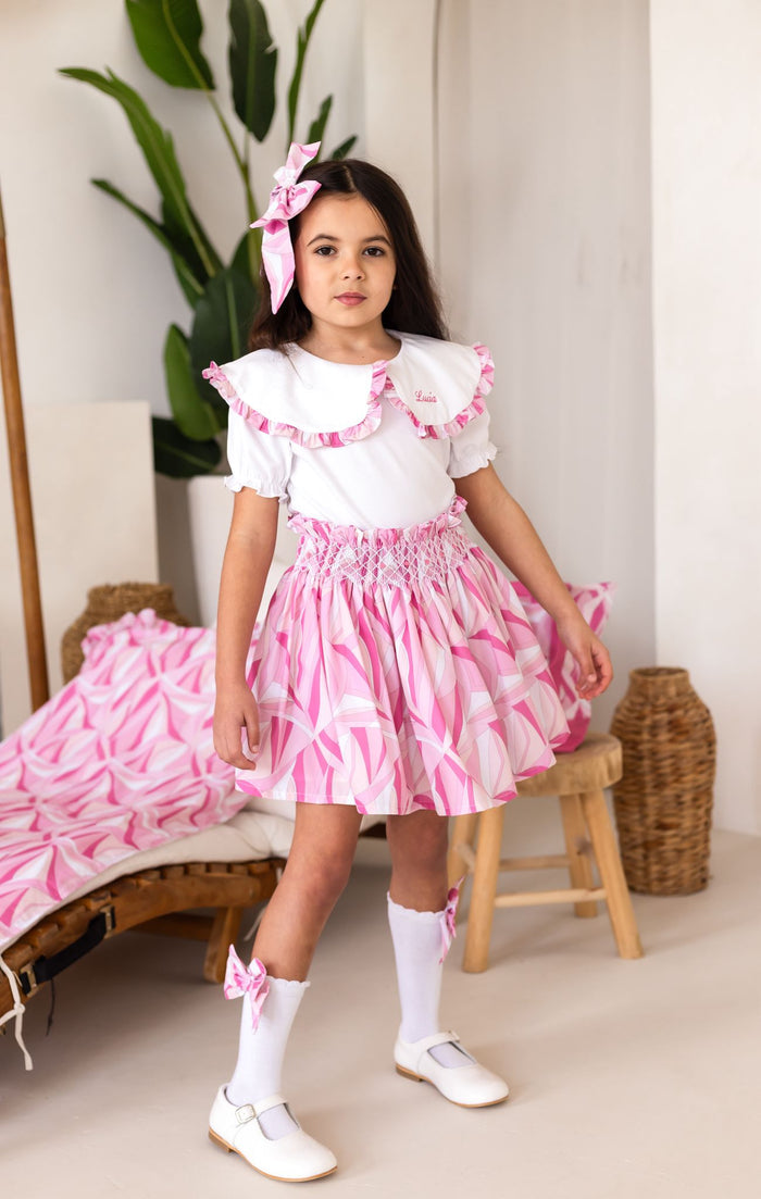 Girls Pink Personalised Riviera Muse Skirt and Top