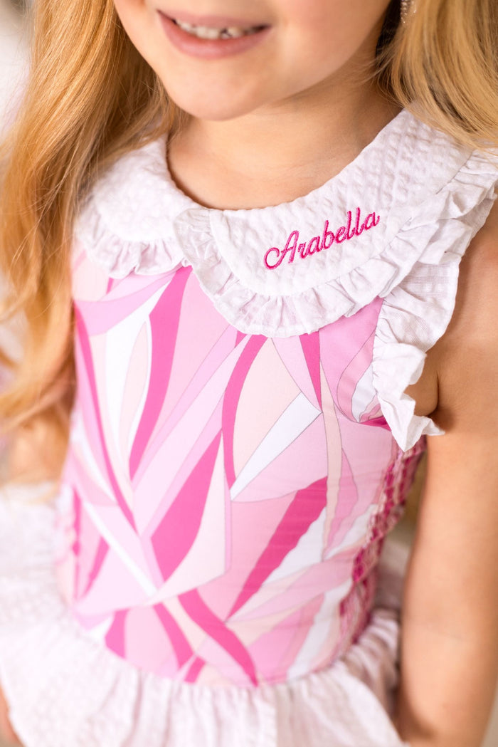 Girls Pink Personalised Riviera Muse Sleeveless Swimsuit