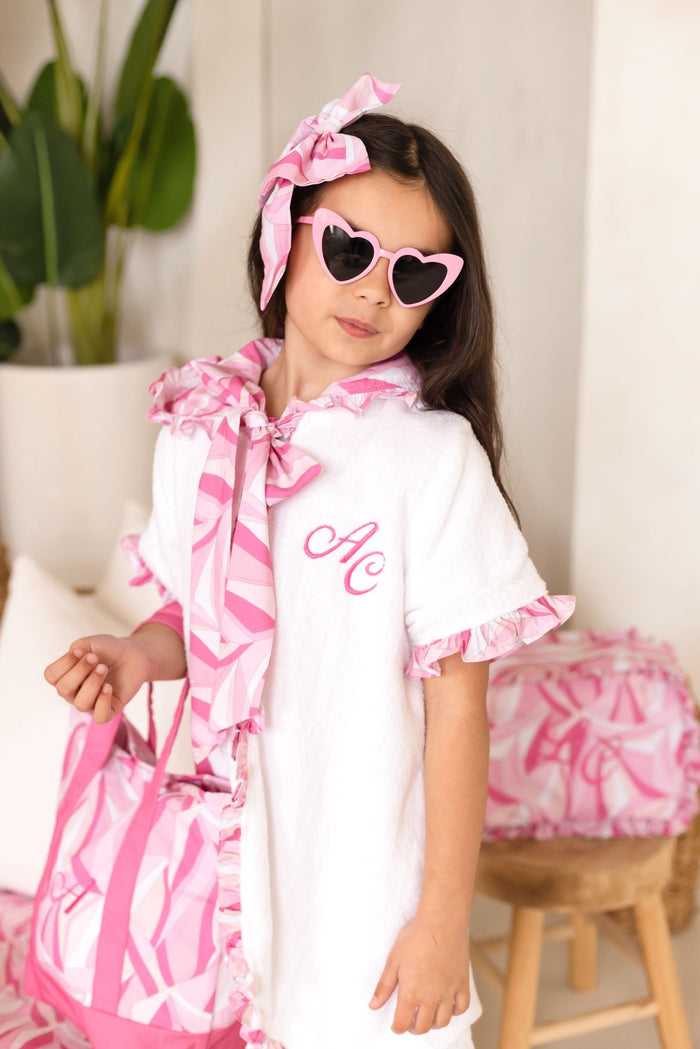 Girls Pink Personalised Riviera Muse Towelling Coverup