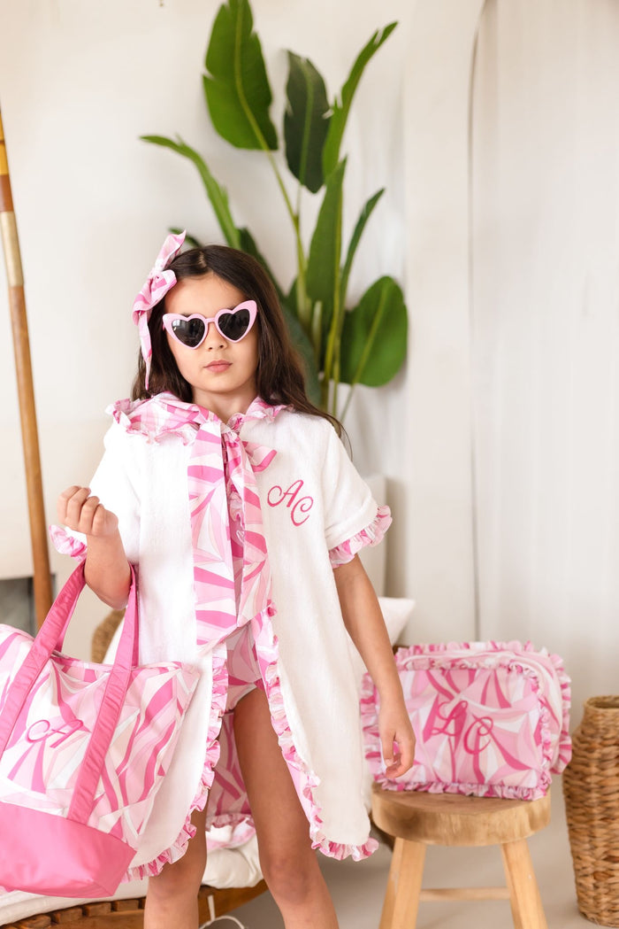 Girls Pink Personalised Riviera Muse Towelling Coverup