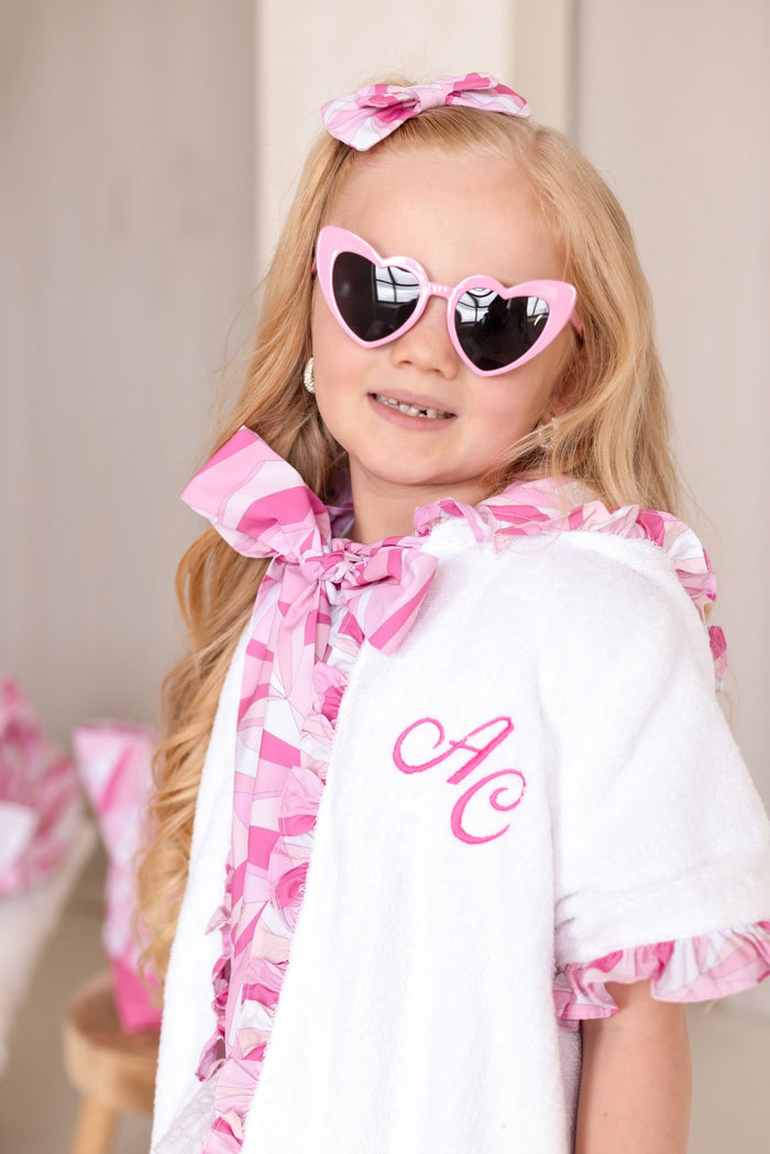 Girls Pink Personalised Riviera Muse Towelling Coverup