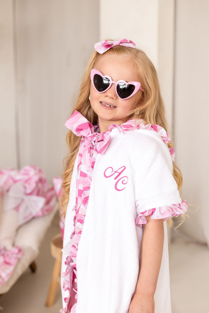 Girls Pink Personalised Riviera Muse Towelling Coverup