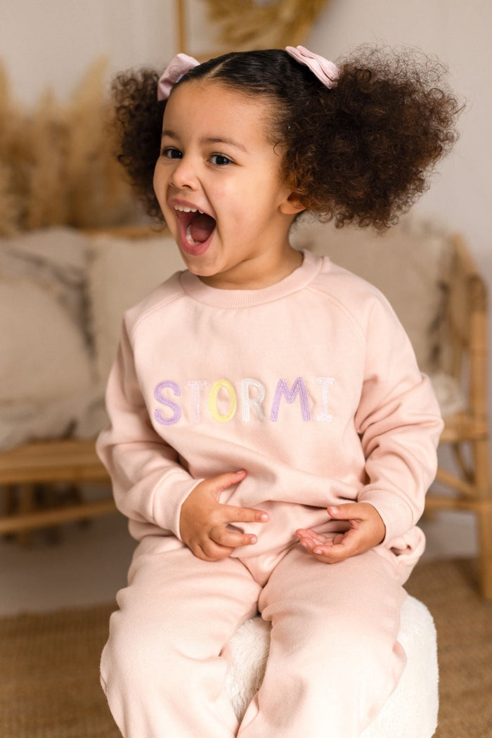 Girls Pink Personalised Soft Fleece Loungewear