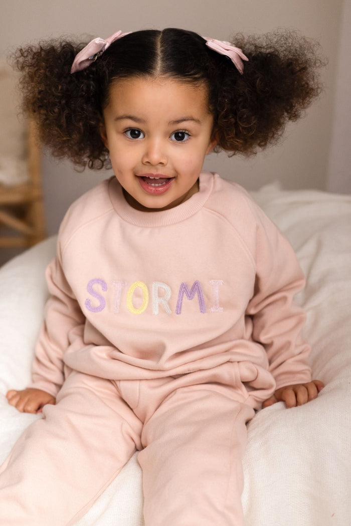 Girls Pink Personalised Soft Fleece Loungewear