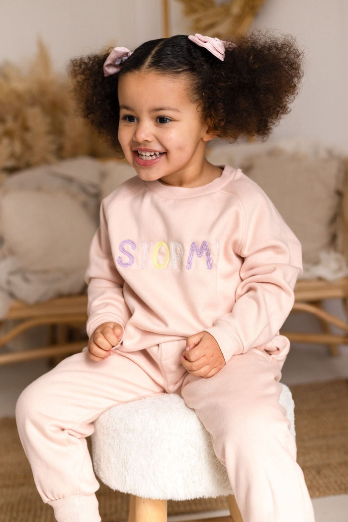 Girls Pink Personalised Soft Fleece Loungewear