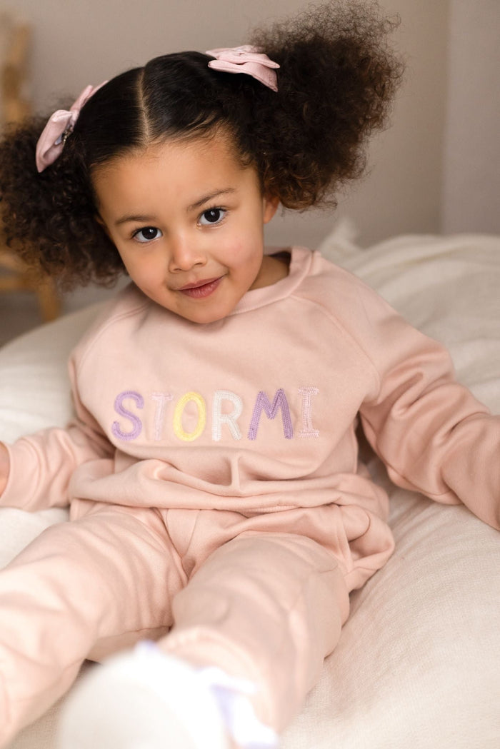 Girls Pink Personalised Soft Fleece Loungewear