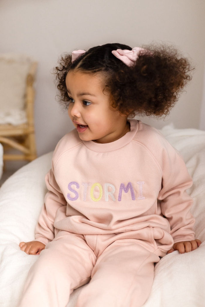 Girls Pink Personalised Soft Fleece Loungewear