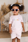 Girls Pink Personalised T-shirt and Short Set