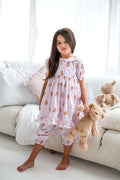 Girls Pink Stripe Personalised Teddy Bear Pyjamas