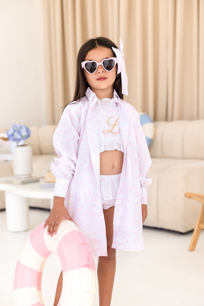 Girls Pink Toile Overshirt