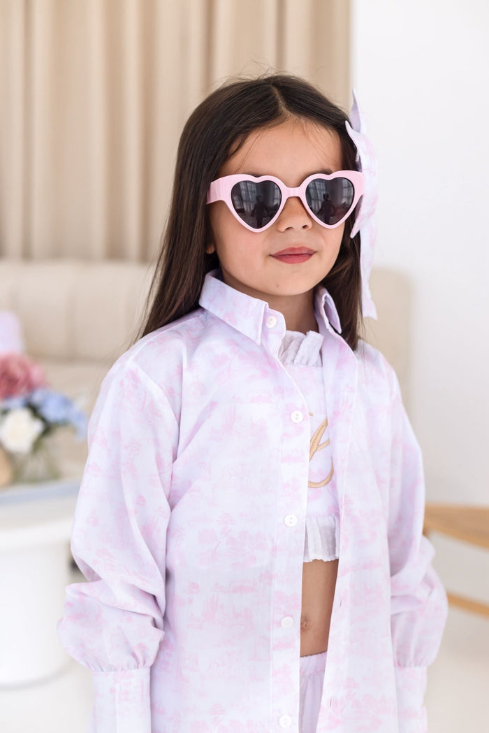 Girls Pink Toile Overshirt