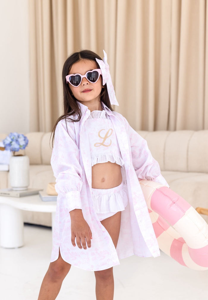 Girls Pink Toile Overshirt