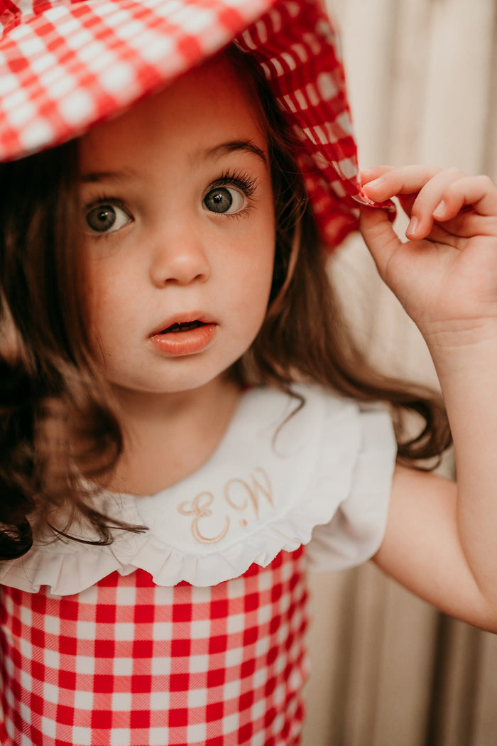 Girls Red Gingham Sunhat