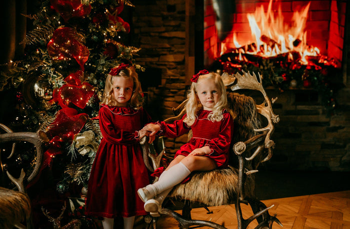 Girls Red Luxe Smocked Romper