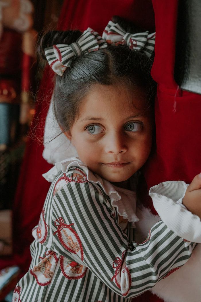 Girls Ribbed Emerald Vintage Noelle Small Hairbow