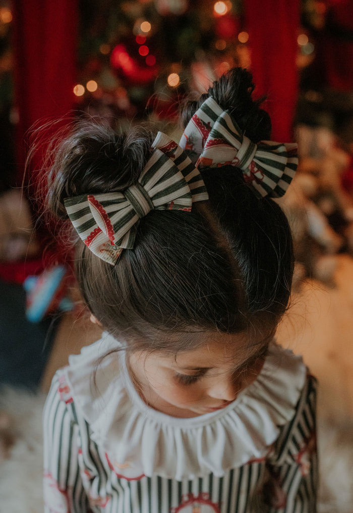 Girls Ribbed Emerald Vintage Noelle Small Hairbow