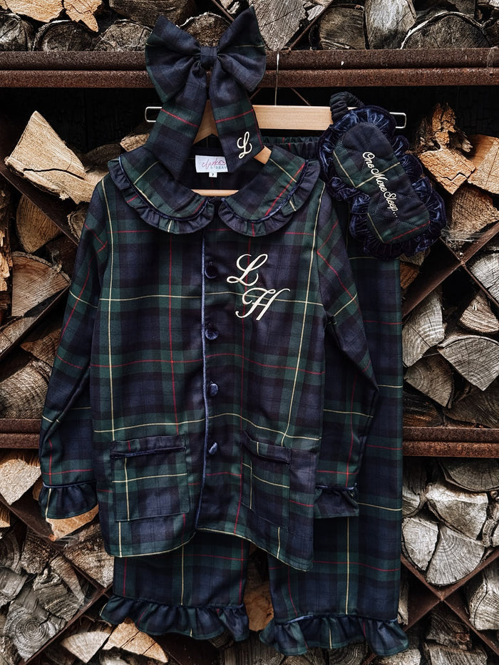 Girls Royal Navy Tartan Personalised Pyjamas