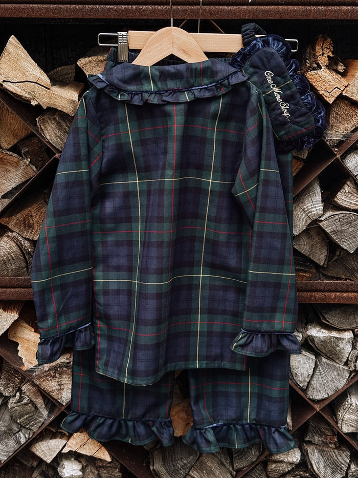Girls Royal Navy Tartan Personalised Pyjamas