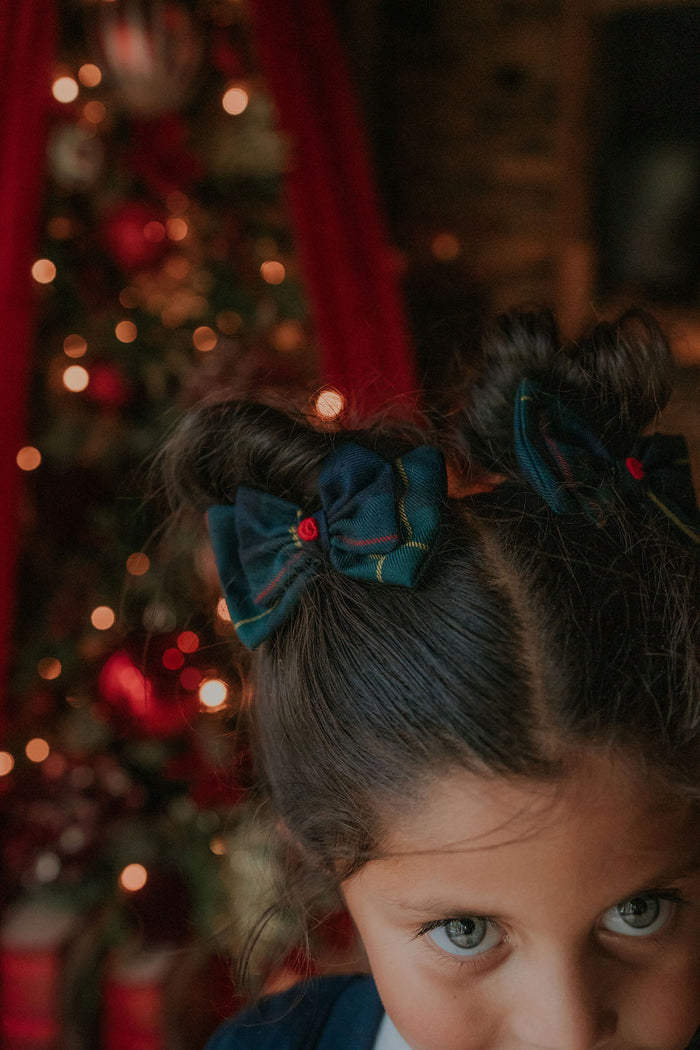 Girls Royal Navy Tartan Small Hairbow