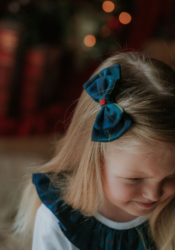 Girls Royal Navy Tartan Small Hairbow