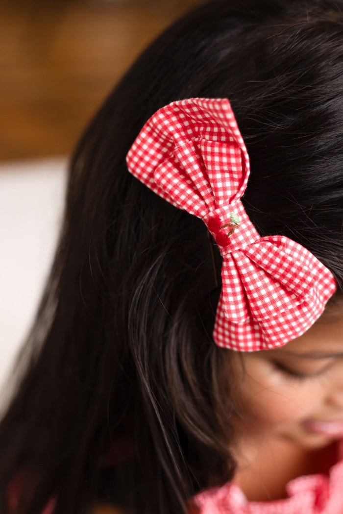 Girls Small Cherry Red Chic Hairbow