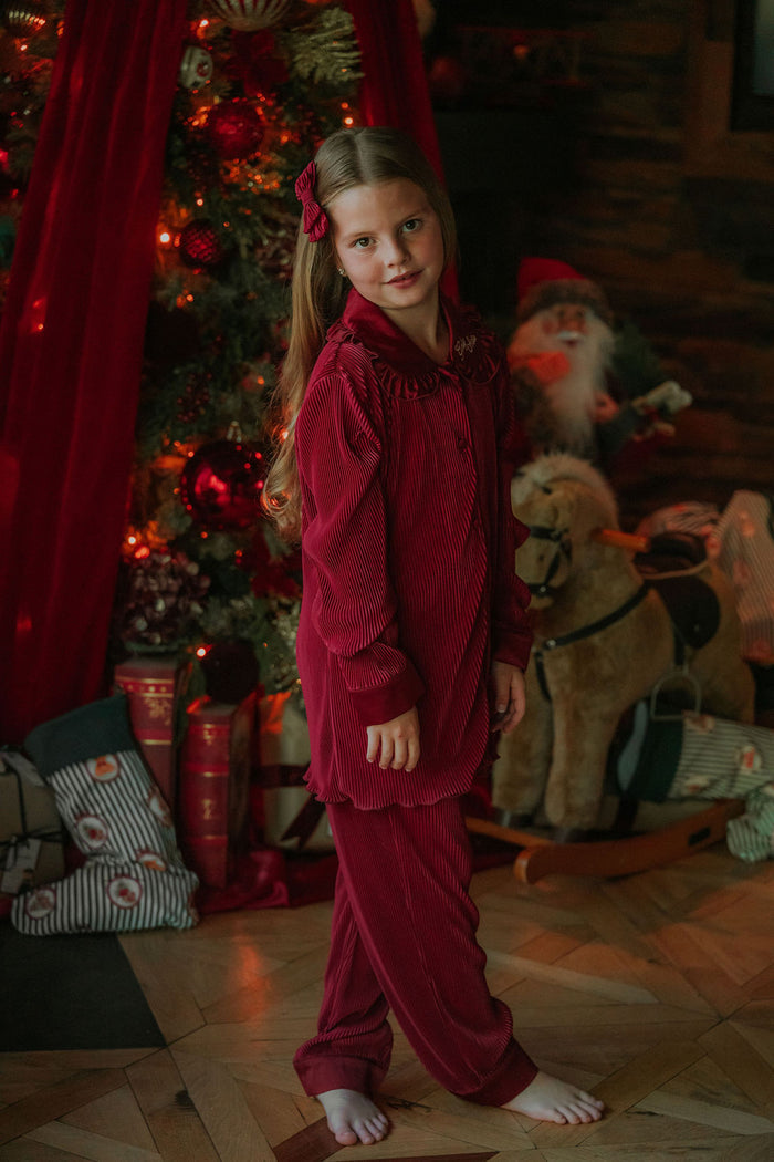 Girls Small Merlot Plisse Hairbow