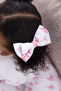 Girls Small Pink Bow Print Hairbow