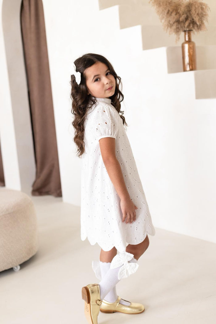 Girls White Angelic Broiderie Anglaise Dress