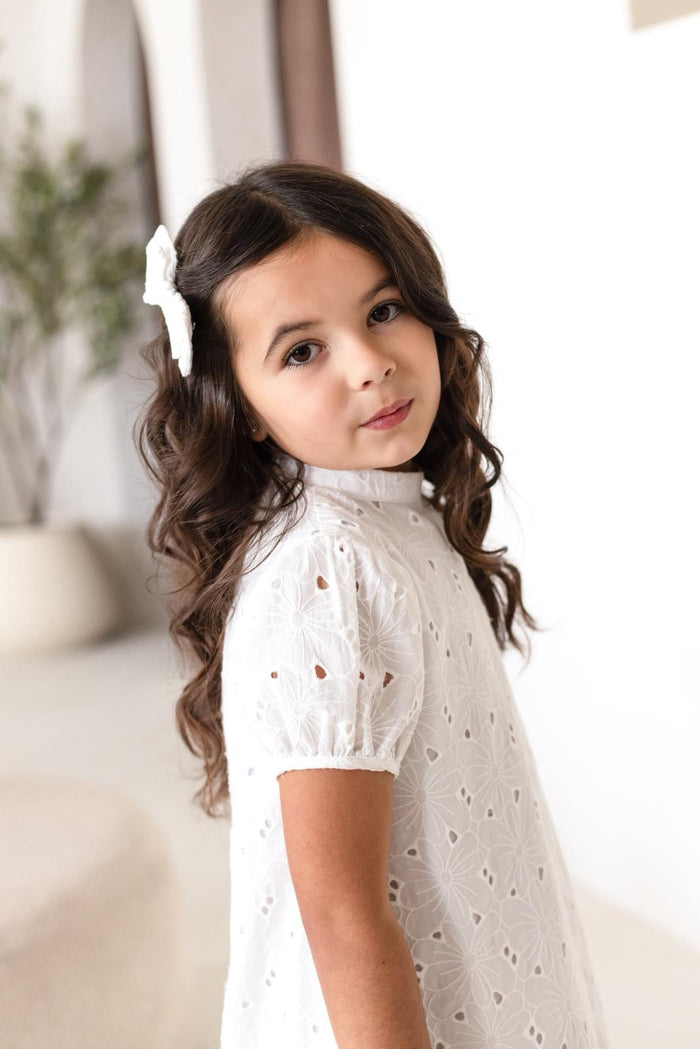 Girls White Angelic Broiderie Anglaise Dress