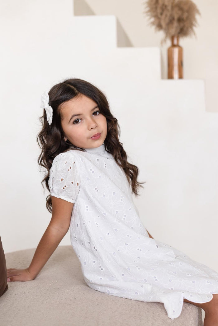Girls White Angelic Broiderie Anglaise Dress