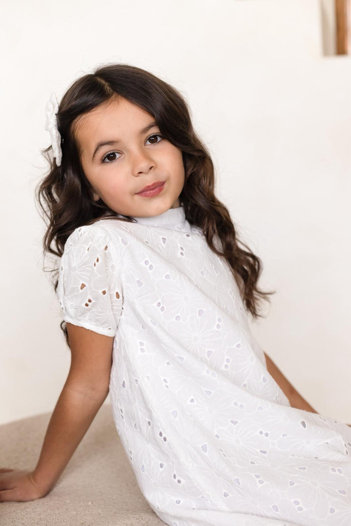 Girls White Angelic Broiderie Anglaise Dress