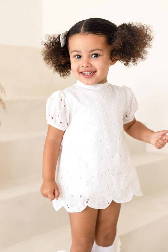 Girls White Angelic Broiderie Anglaise Romper