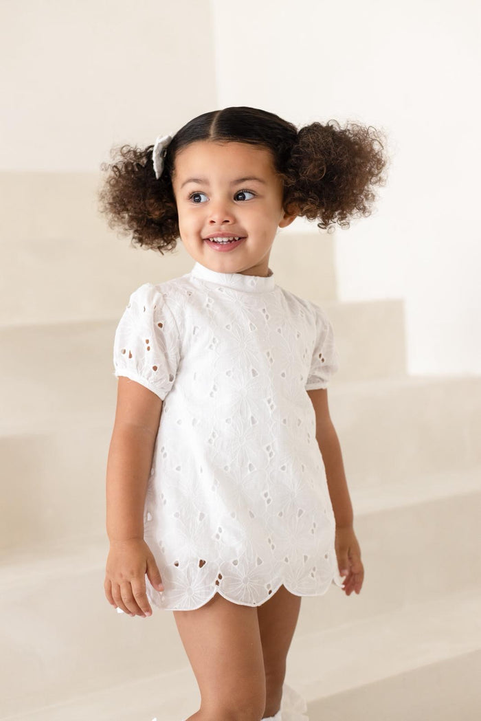 Girls White Angelic Broiderie Anglaise Romper