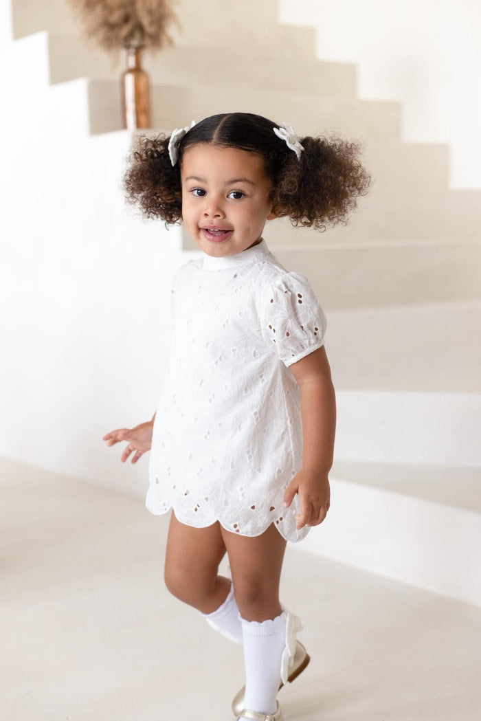 Girls White Angelic Broiderie Anglaise Romper