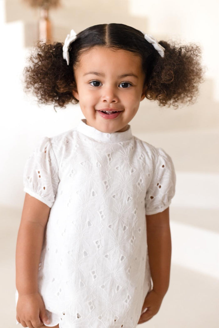 Girls White Angelic Broiderie Anglaise Romper