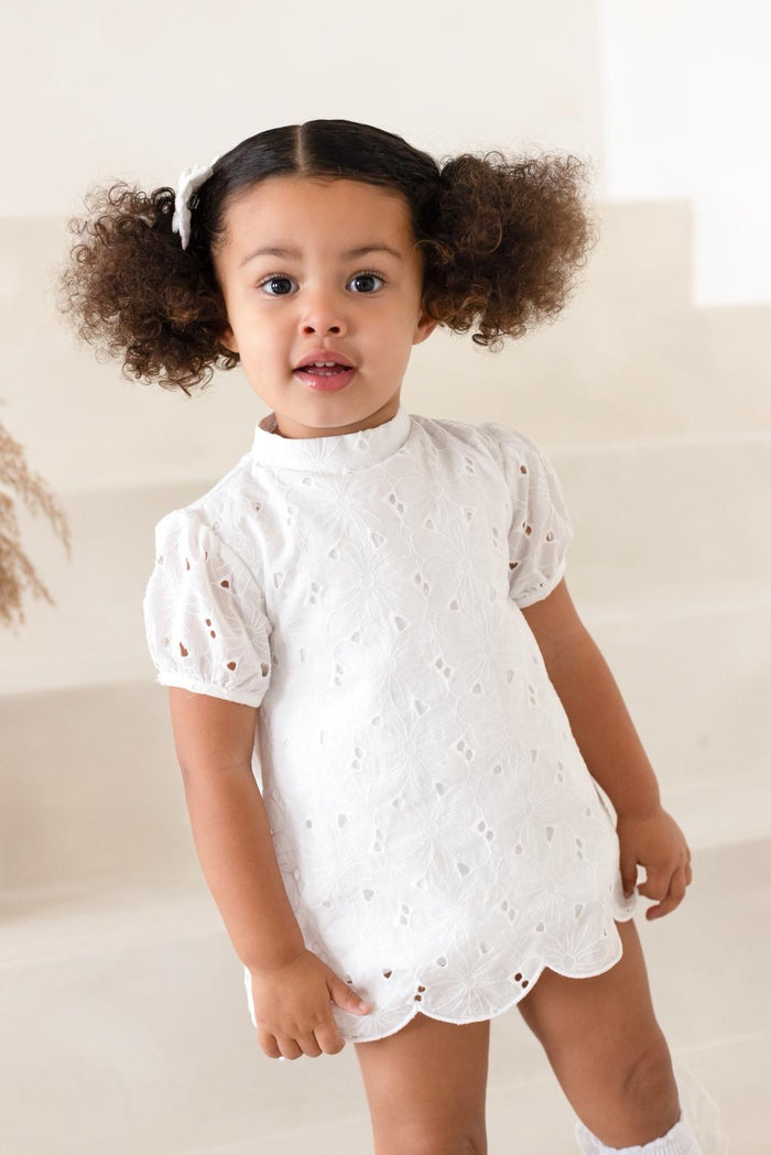 Girls White Angelic Broiderie Anglaise Romper